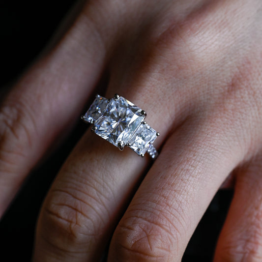 2 CT Emerald Pave Moissanite Engagement Ring