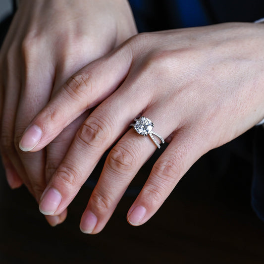 2 CT Emerald Pave Moissanite Engagement Ring