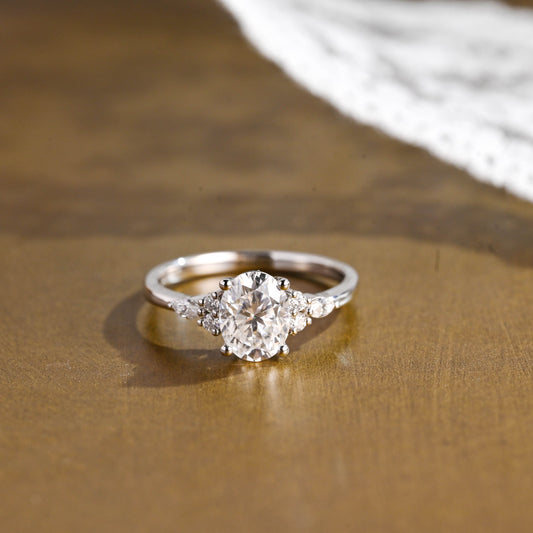 2 CT Emerald Pave Moissanite Engagement Ring