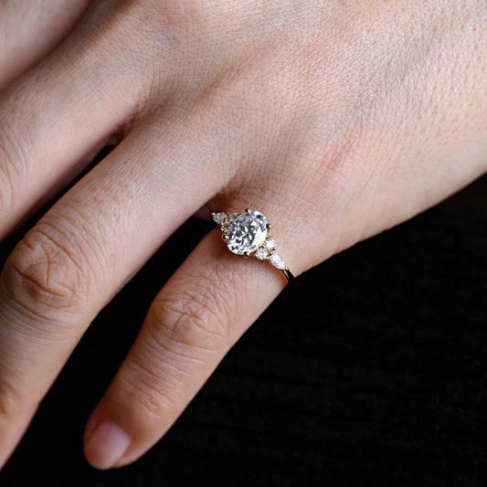 2 CT Emerald Pave Moissanite Engagement Ring