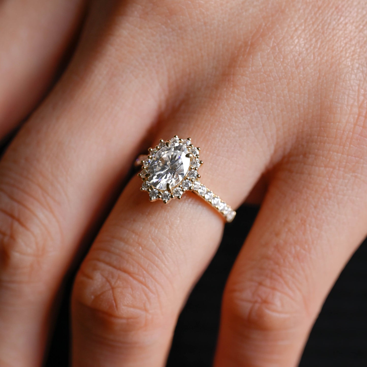 2 CT Emerald Pave Moissanite Engagement Ring