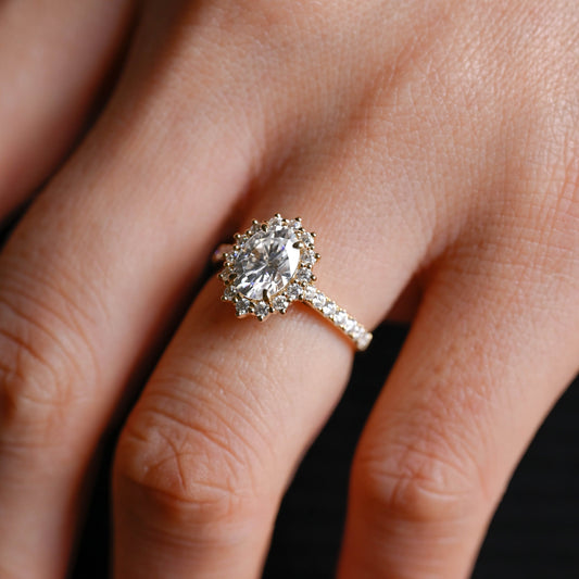 2 CT Emerald Pave Moissanite Engagement Ring