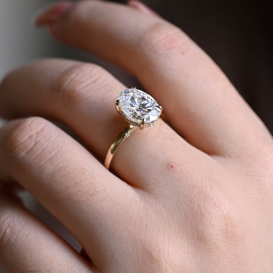 2 CT Emerald Pave Moissanite Engagement Ring