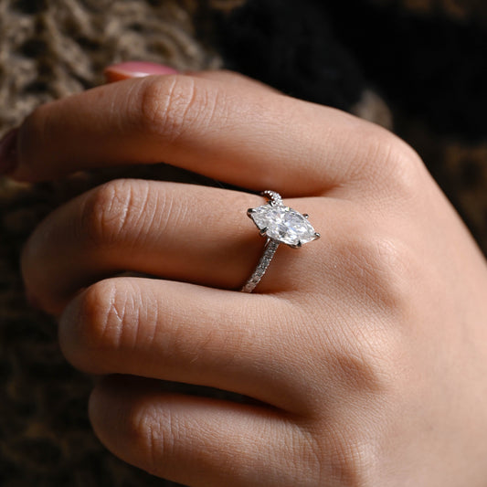 2 CT Emerald Pave Moissanite Engagement Ring