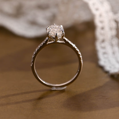 2 CT Emerald Pave Moissanite Engagement Ring