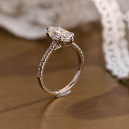 2 CT Emerald Pave Moissanite Engagement Ring