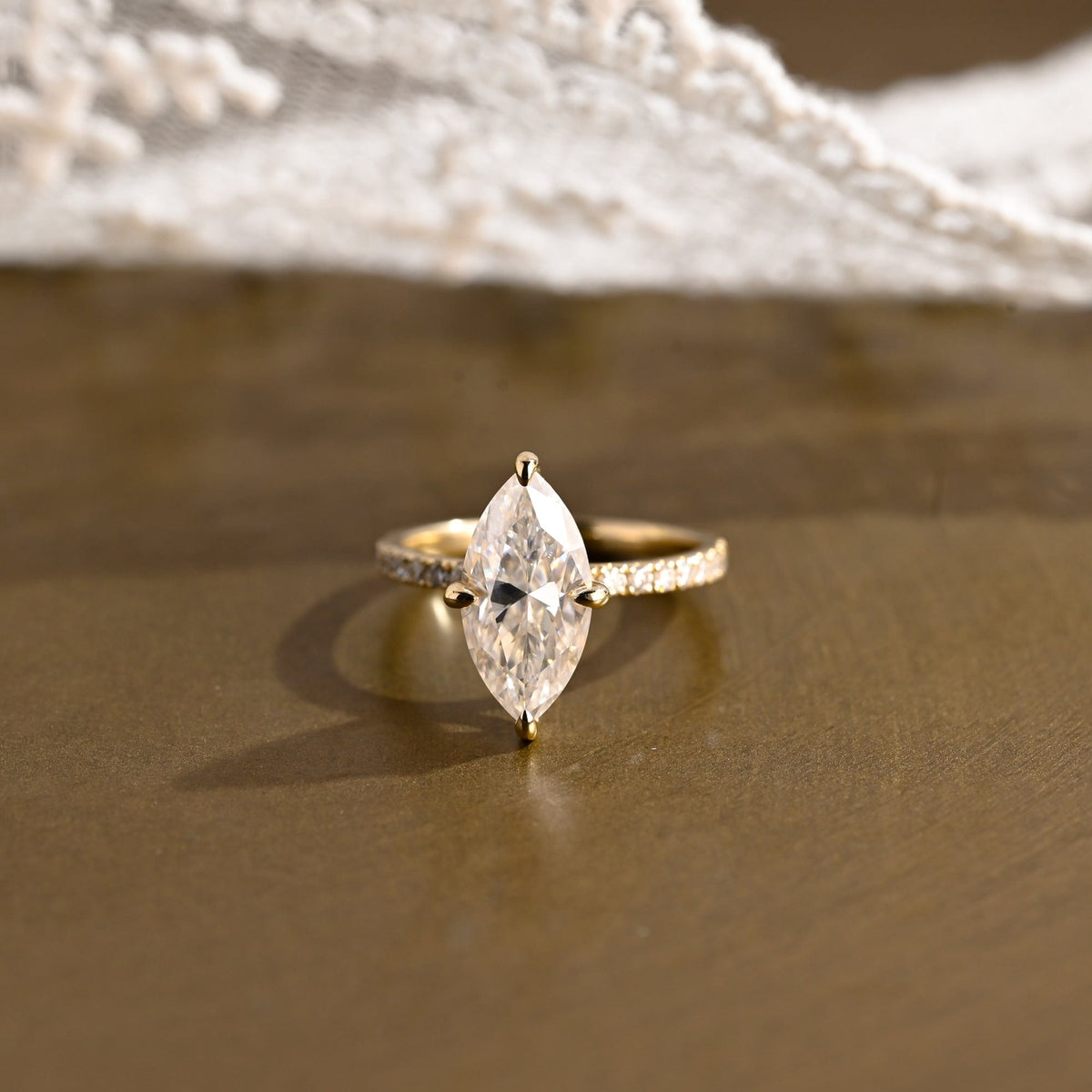 2 CT Emerald Pave Moissanite Engagement Ring