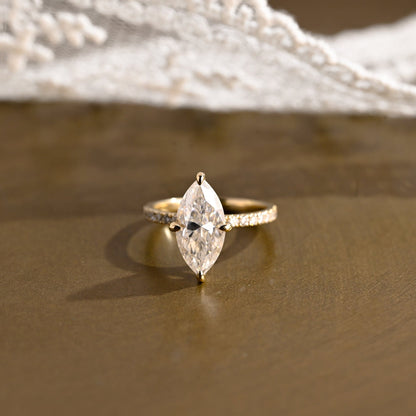 2 CT Emerald Pave Moissanite Engagement Ring