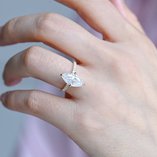2 CT Emerald Pave Moissanite Engagement Ring