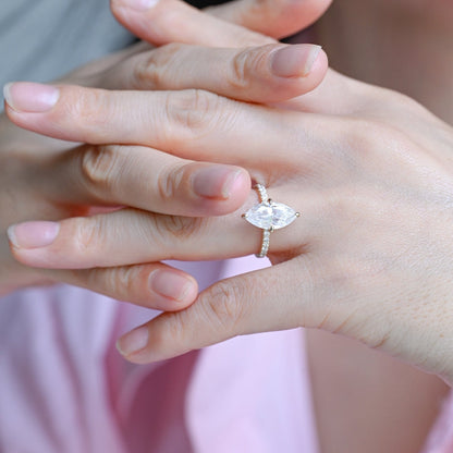 2 CT Emerald Pave Moissanite Engagement Ring