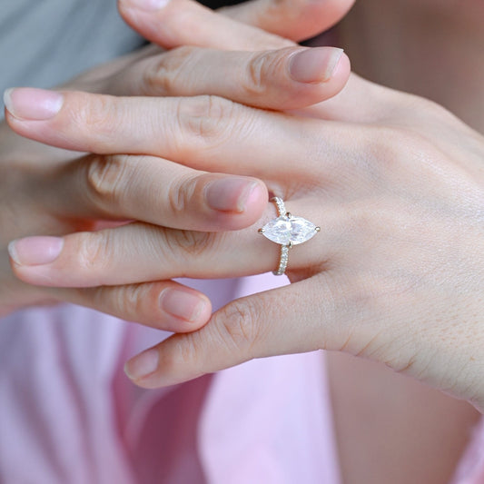 2 CT Emerald Pave Moissanite Engagement Ring