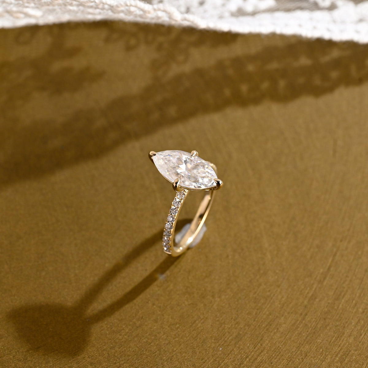 2 CT Emerald Pave Moissanite Engagement Ring