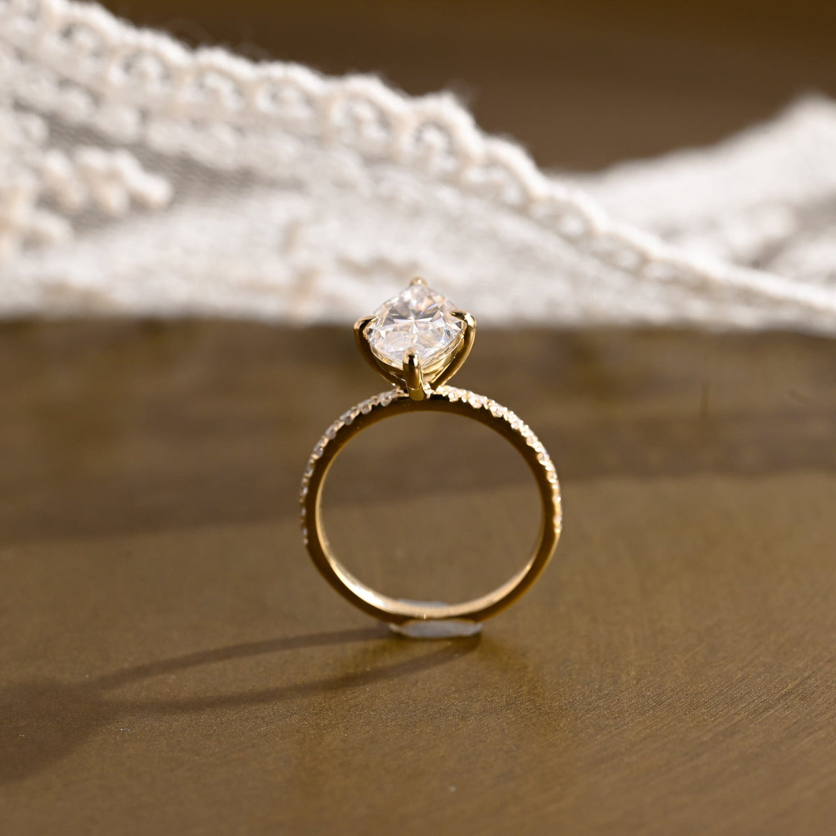 2 CT Emerald Pave Moissanite Engagement Ring