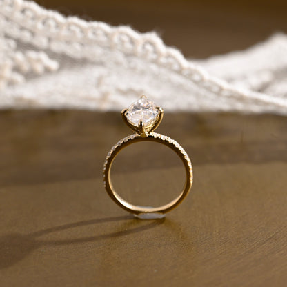 2 CT Emerald Pave Moissanite Engagement Ring