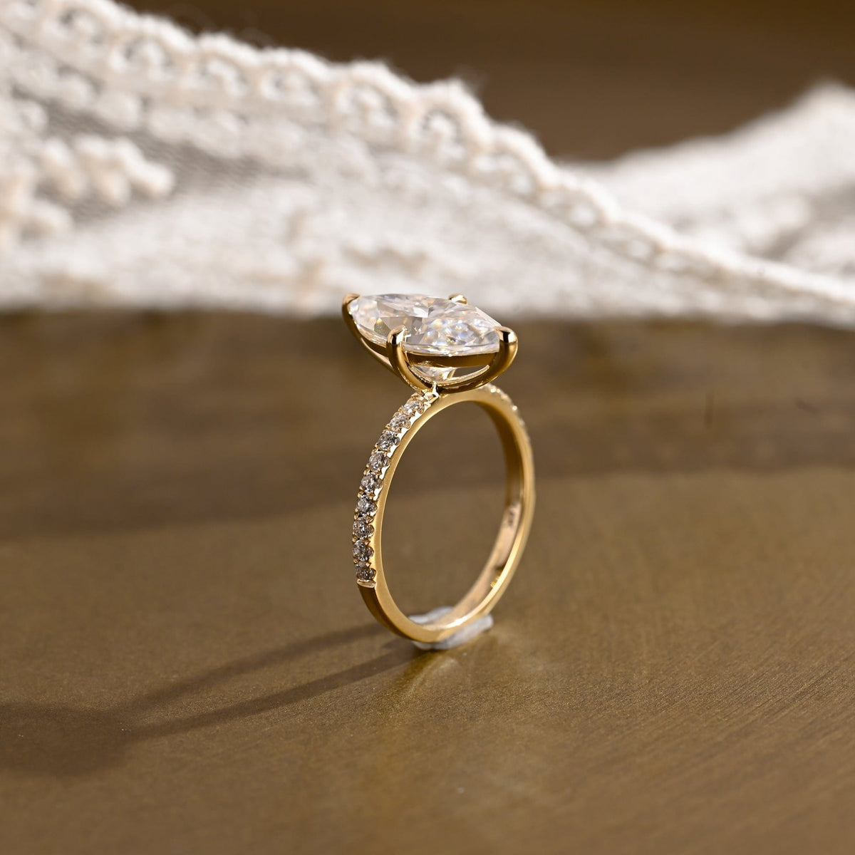 2 CT Emerald Pave Moissanite Engagement Ring
