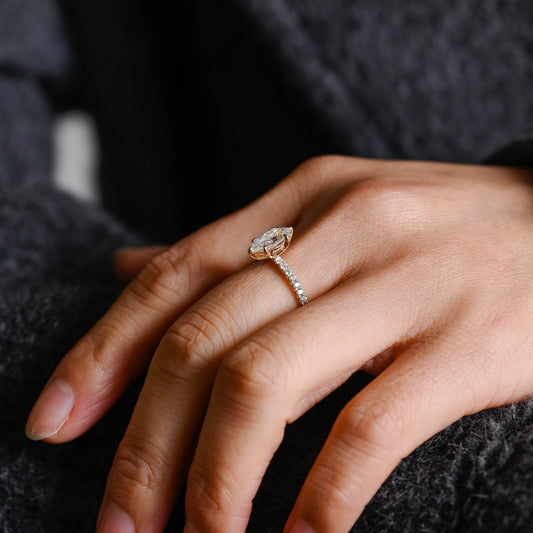 2 CT Emerald Pave Moissanite Engagement Ring