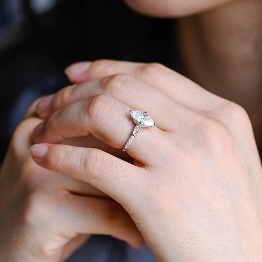 2 CT Emerald Pave Moissanite Engagement Ring