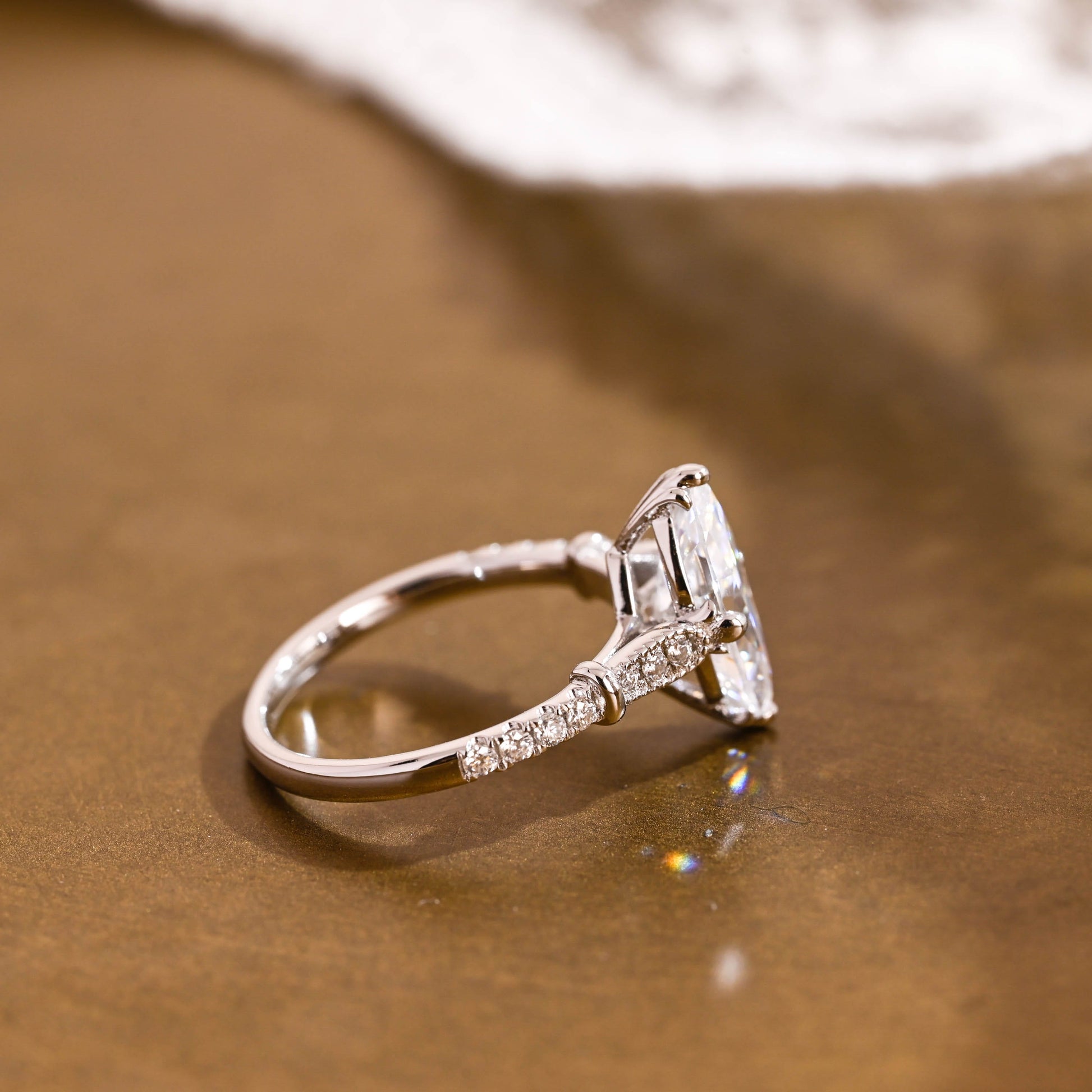 2 CT Emerald Pave Moissanite Engagement Ring