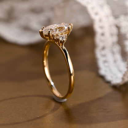 2 CT Emerald Pave Moissanite Engagement Ring