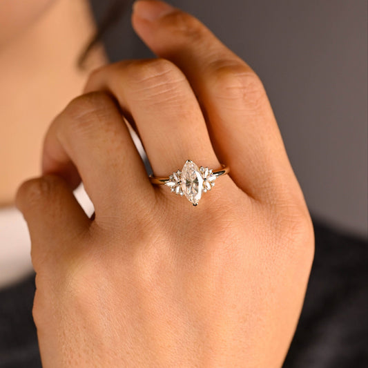 2 CT Emerald Pave Moissanite Engagement Ring