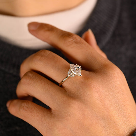 2 CT Emerald Pave Moissanite Engagement Ring