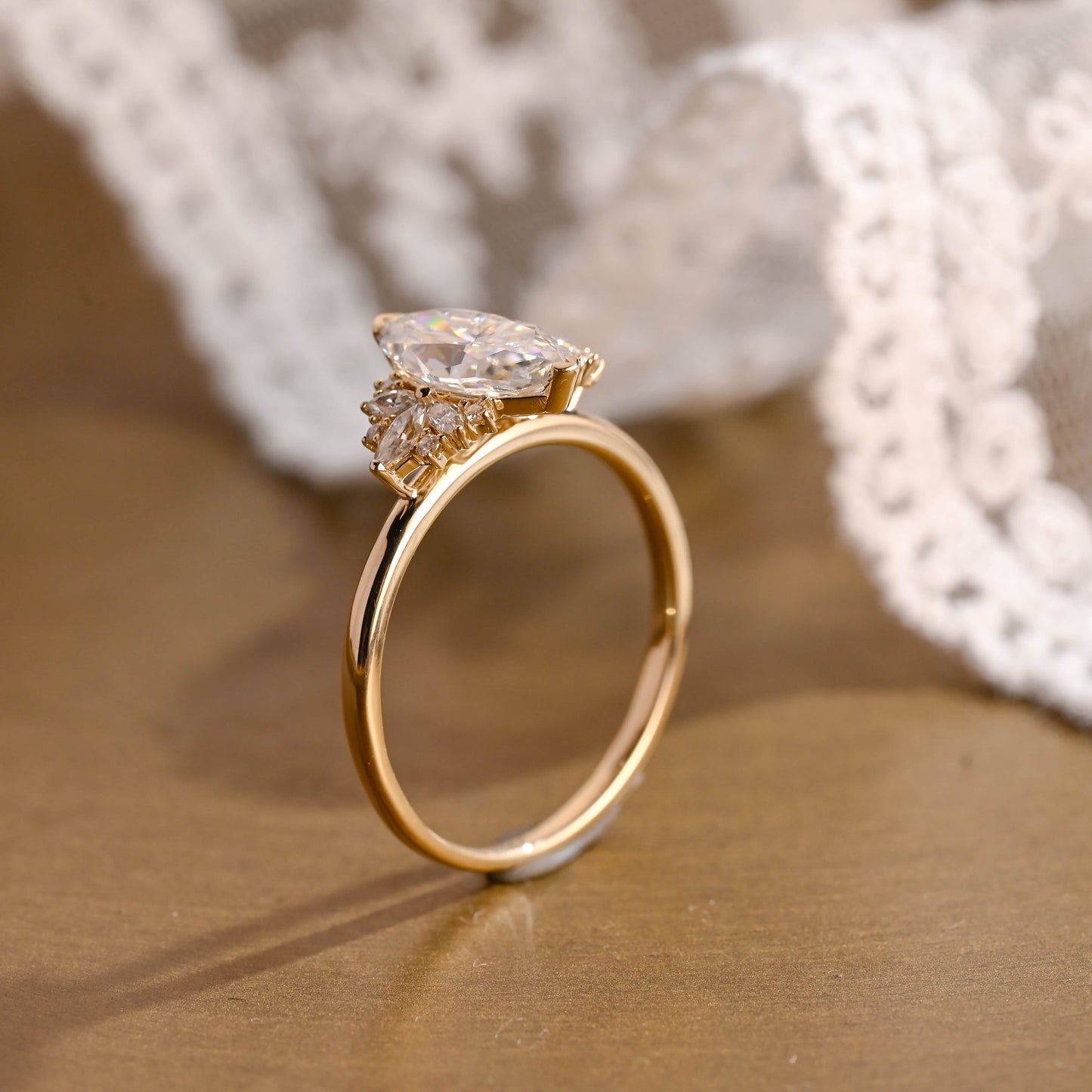 2 CT Emerald Pave Moissanite Engagement Ring