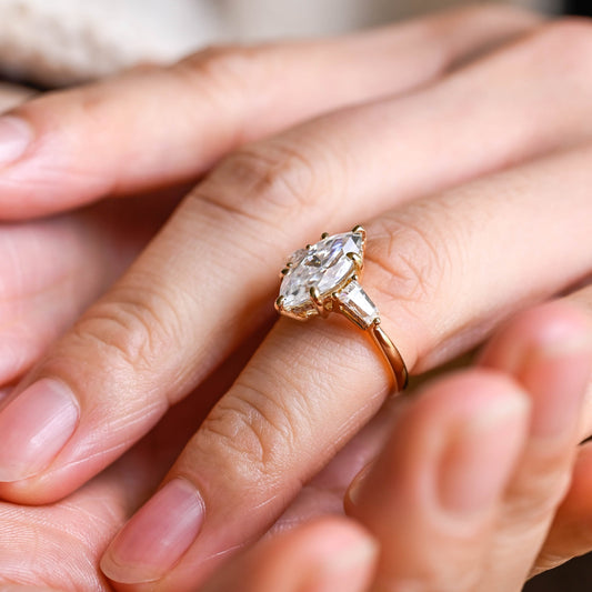2 CT Emerald Pave Moissanite Engagement Ring