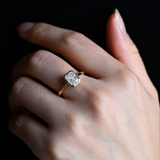 2 CT Emerald Pave Moissanite Engagement Ring