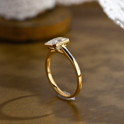 2 CT Emerald Pave Moissanite Engagement Ring