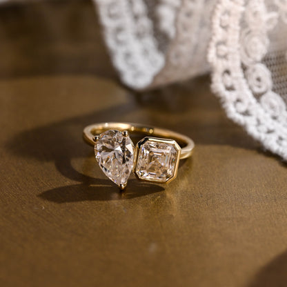 2 CT Emerald Pave Moissanite Engagement Ring