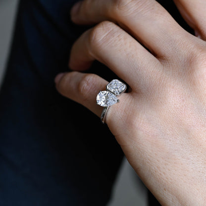 2 CT Emerald Pave Moissanite Engagement Ring