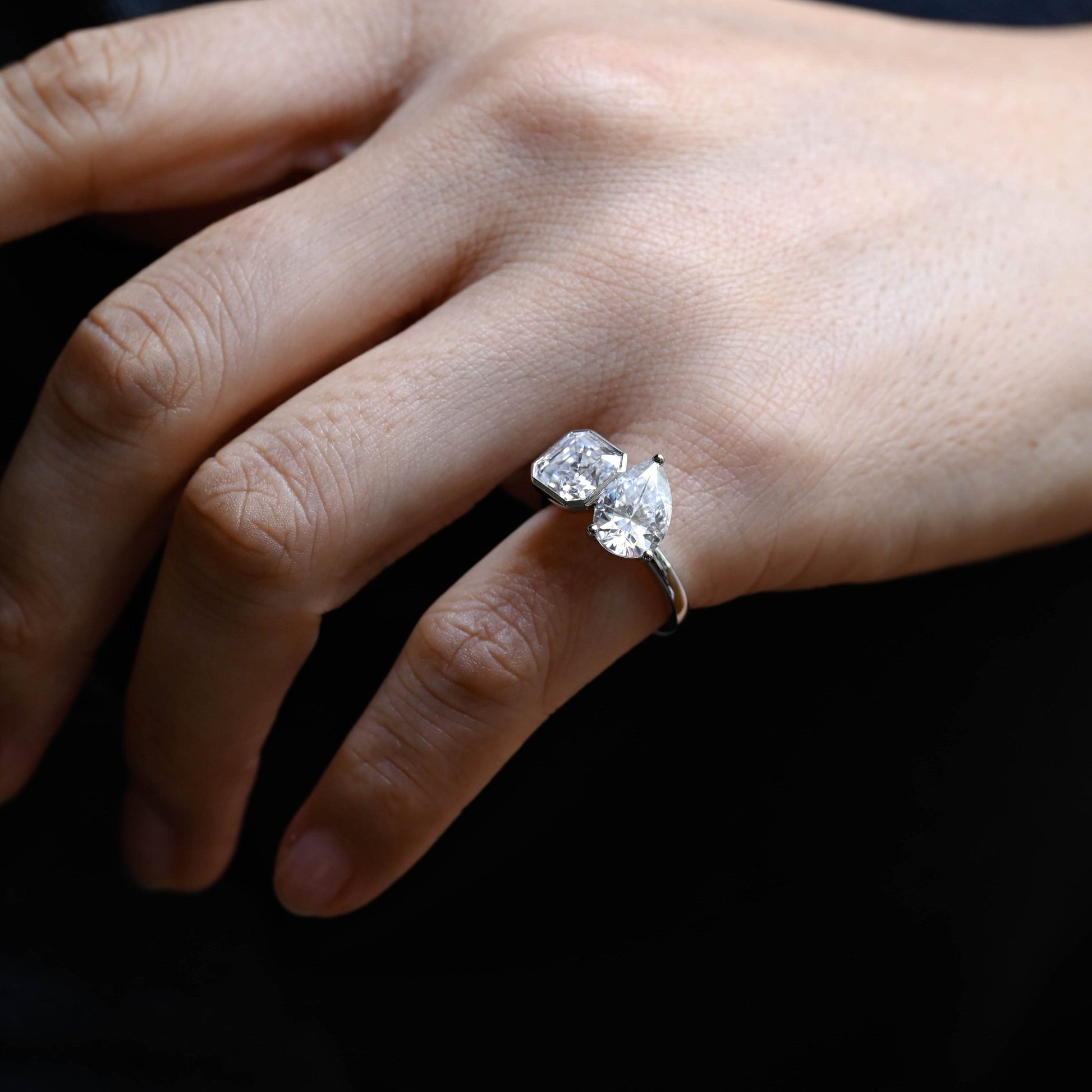 2 CT Emerald Pave Moissanite Engagement Ring