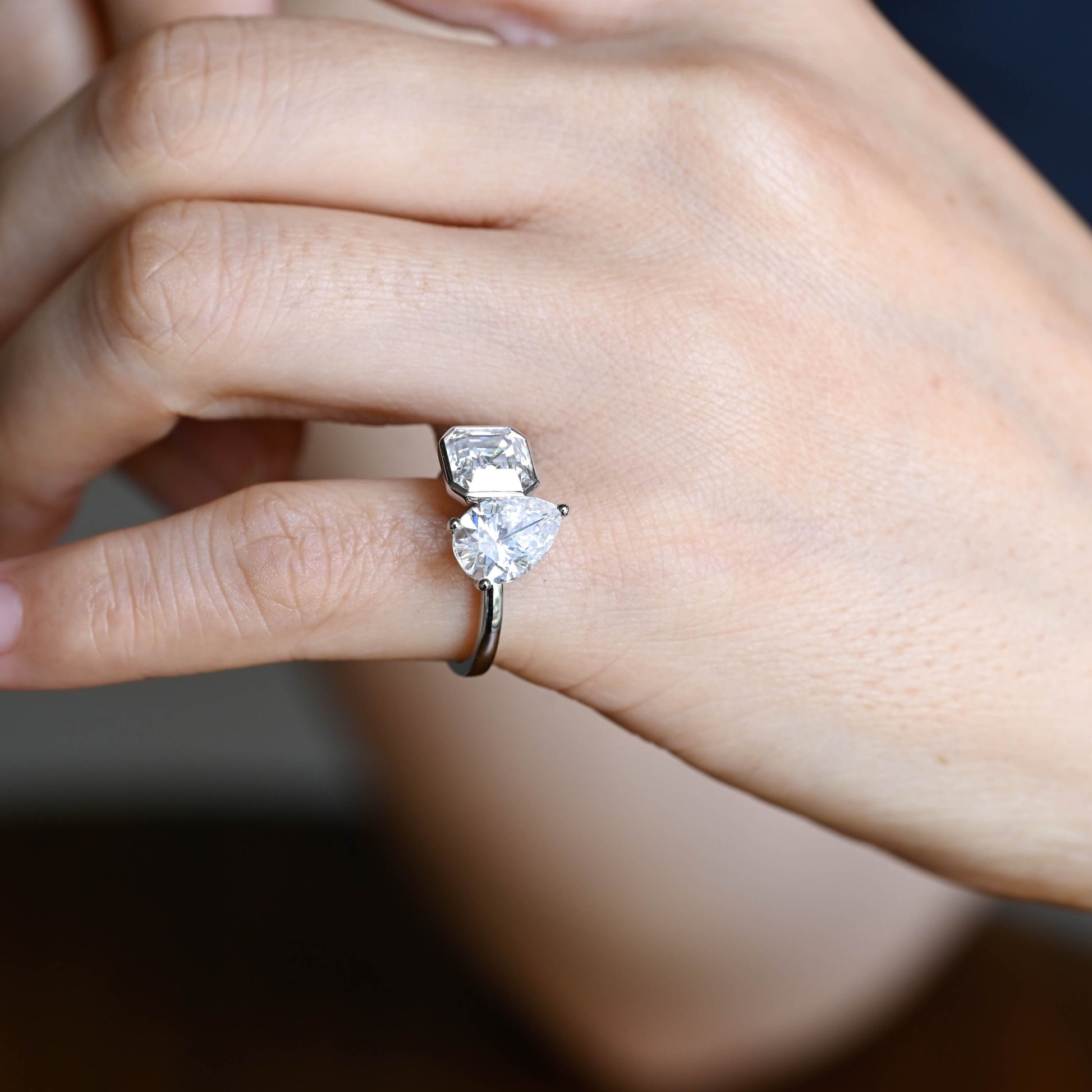 2 CT Emerald Pave Moissanite Engagement Ring