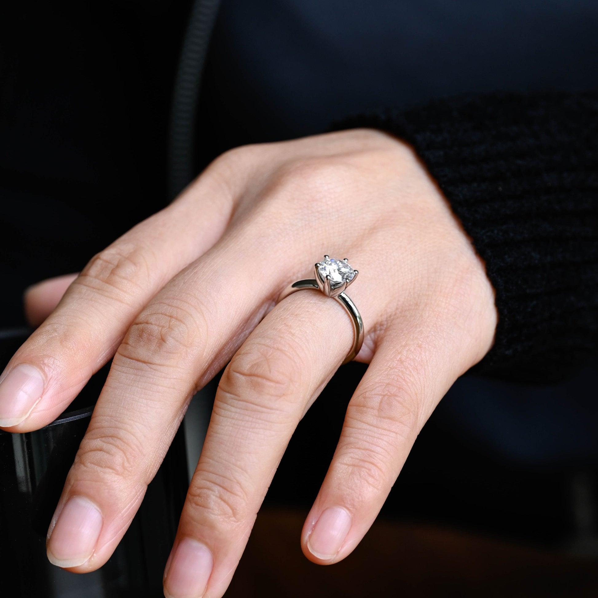 2 CT Emerald Pave Moissanite Engagement Ring
