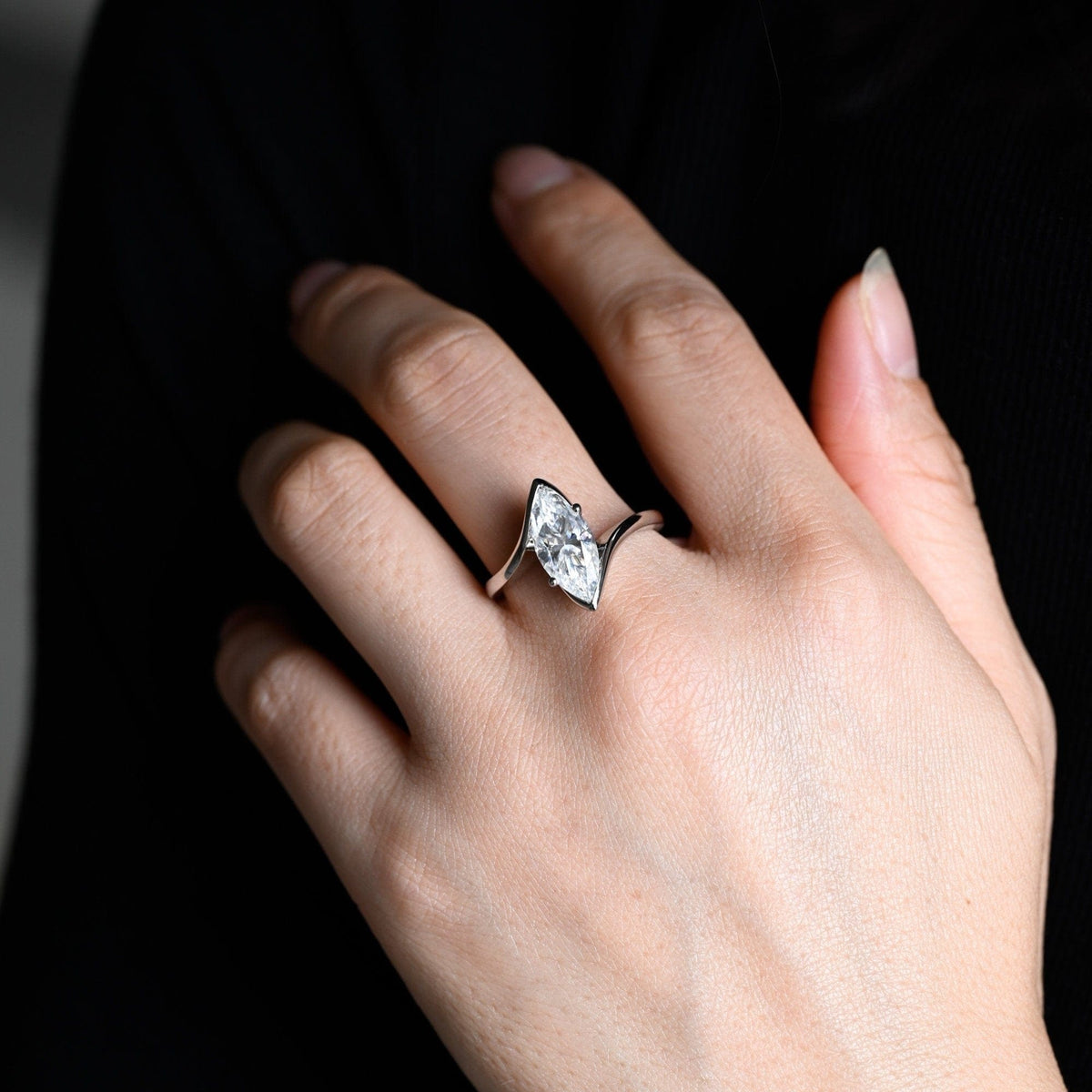 2 CT Emerald Pave Moissanite Engagement Ring
