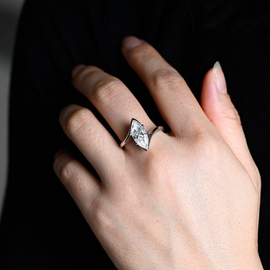 2 CT Emerald Pave Moissanite Engagement Ring