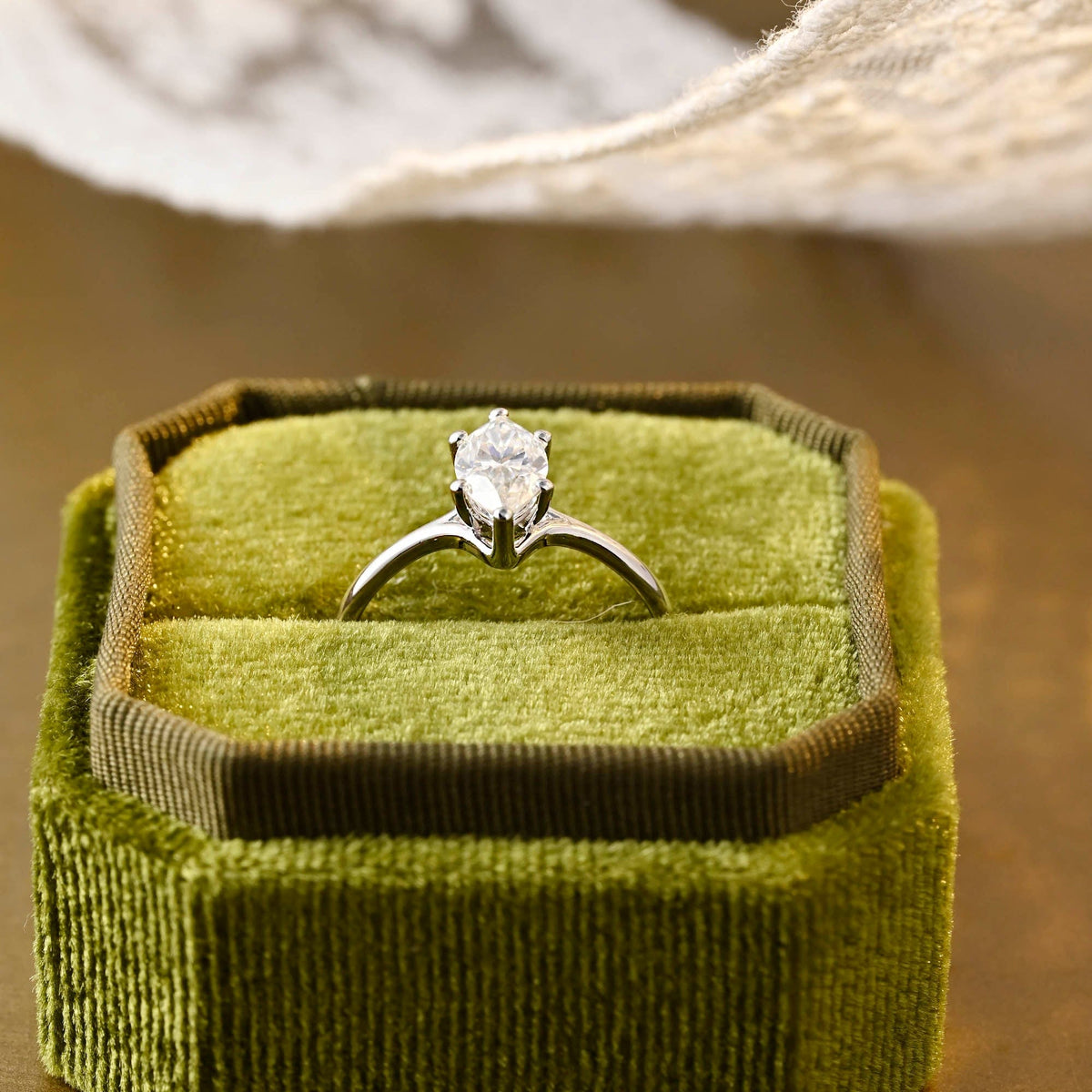 2 CT Emerald Pave Moissanite Engagement Ring