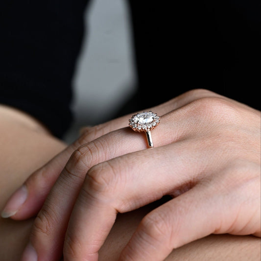 2 CT Emerald Pave Moissanite Engagement Ring
