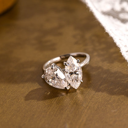 2 CT Emerald Pave Moissanite Engagement Ring