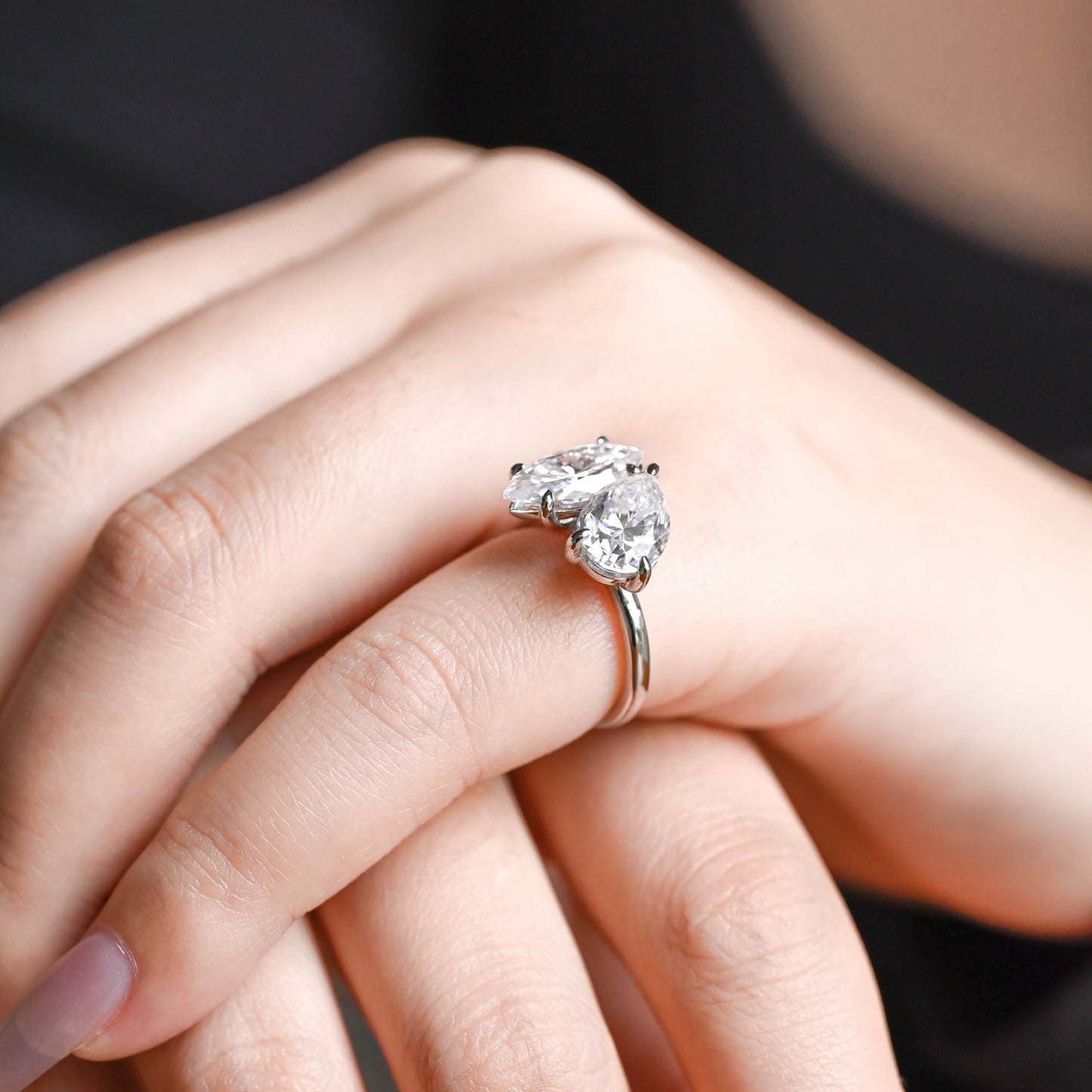 2 CT Emerald Pave Moissanite Engagement Ring