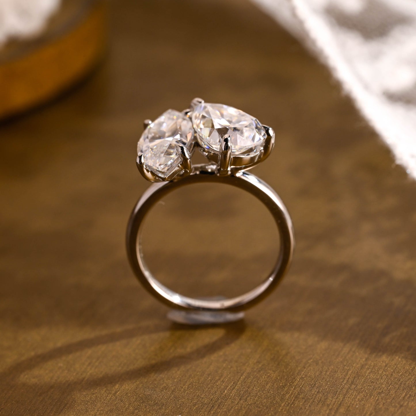 2 CT Emerald Pave Moissanite Engagement Ring