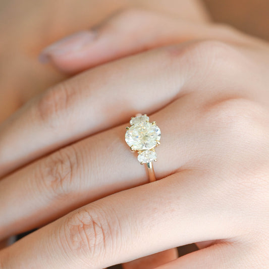 2 CT Emerald Pave Moissanite Engagement Ring