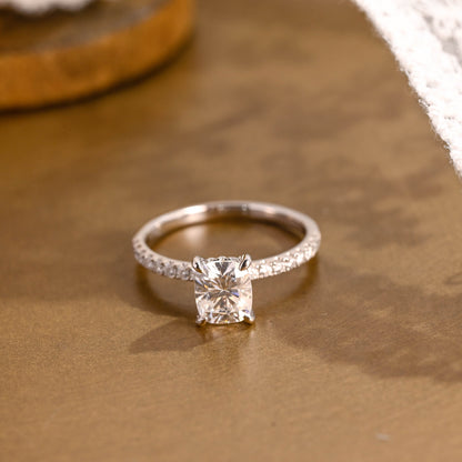 2 CT Emerald Pave Moissanite Engagement Ring