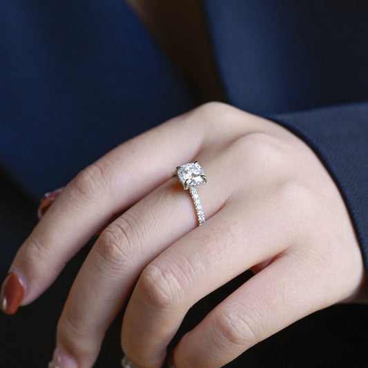 2 CT Emerald Pave Moissanite Engagement Ring