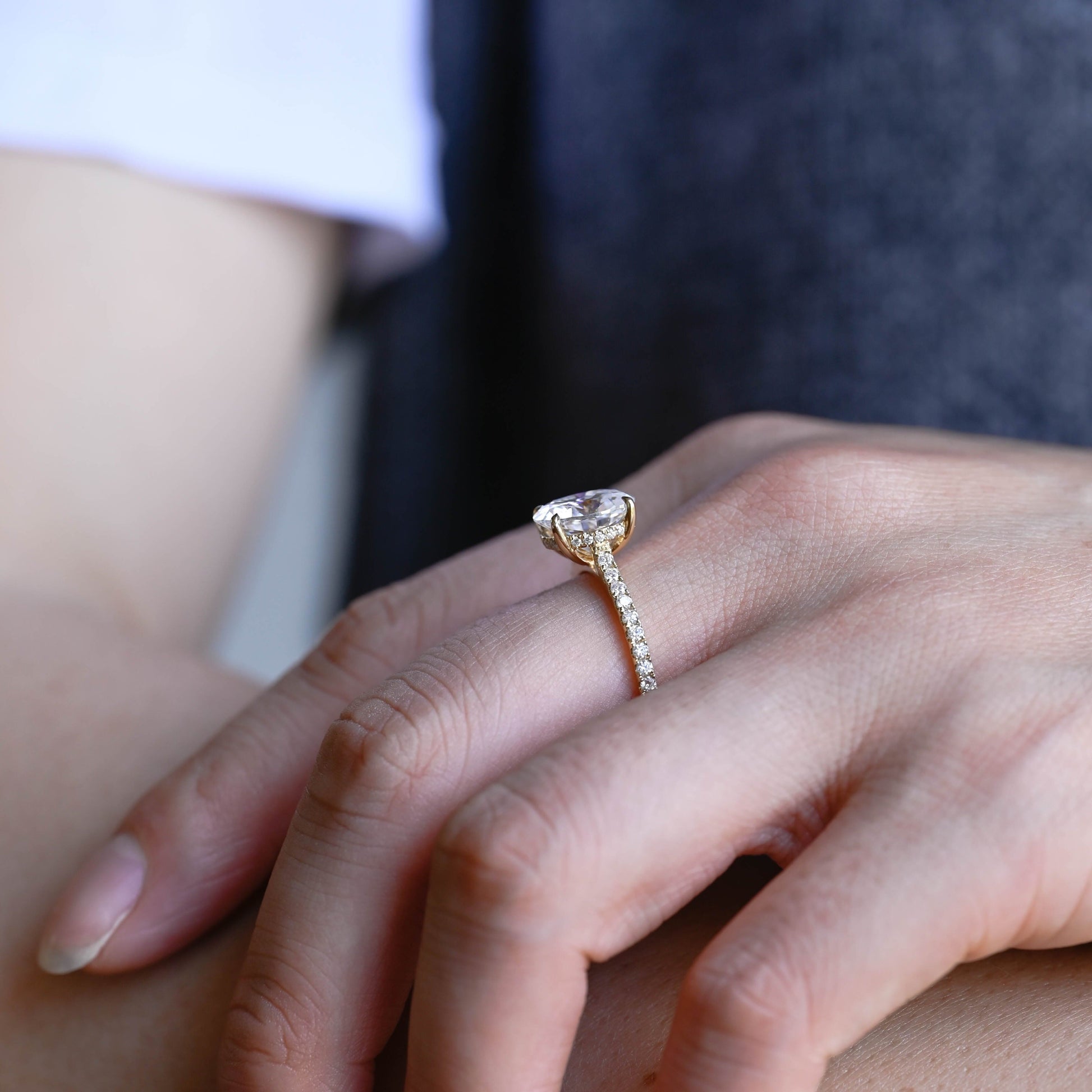 2 CT Emerald Pave Moissanite Engagement Ring