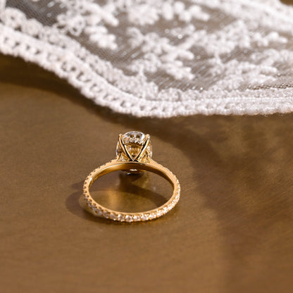 2 CT Emerald Pave Moissanite Engagement Ring