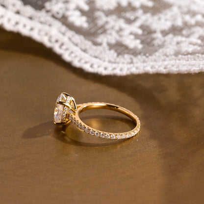 2 CT Emerald Pave Moissanite Engagement Ring