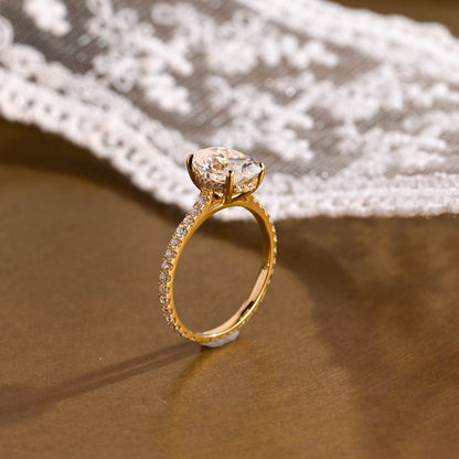 2 CT Emerald Pave Moissanite Engagement Ring