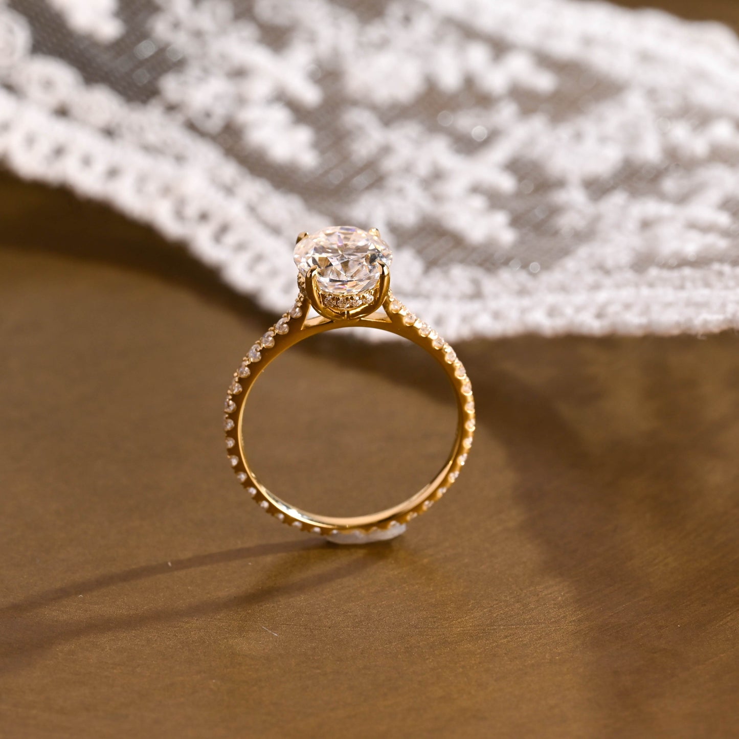 2 CT Emerald Pave Moissanite Engagement Ring