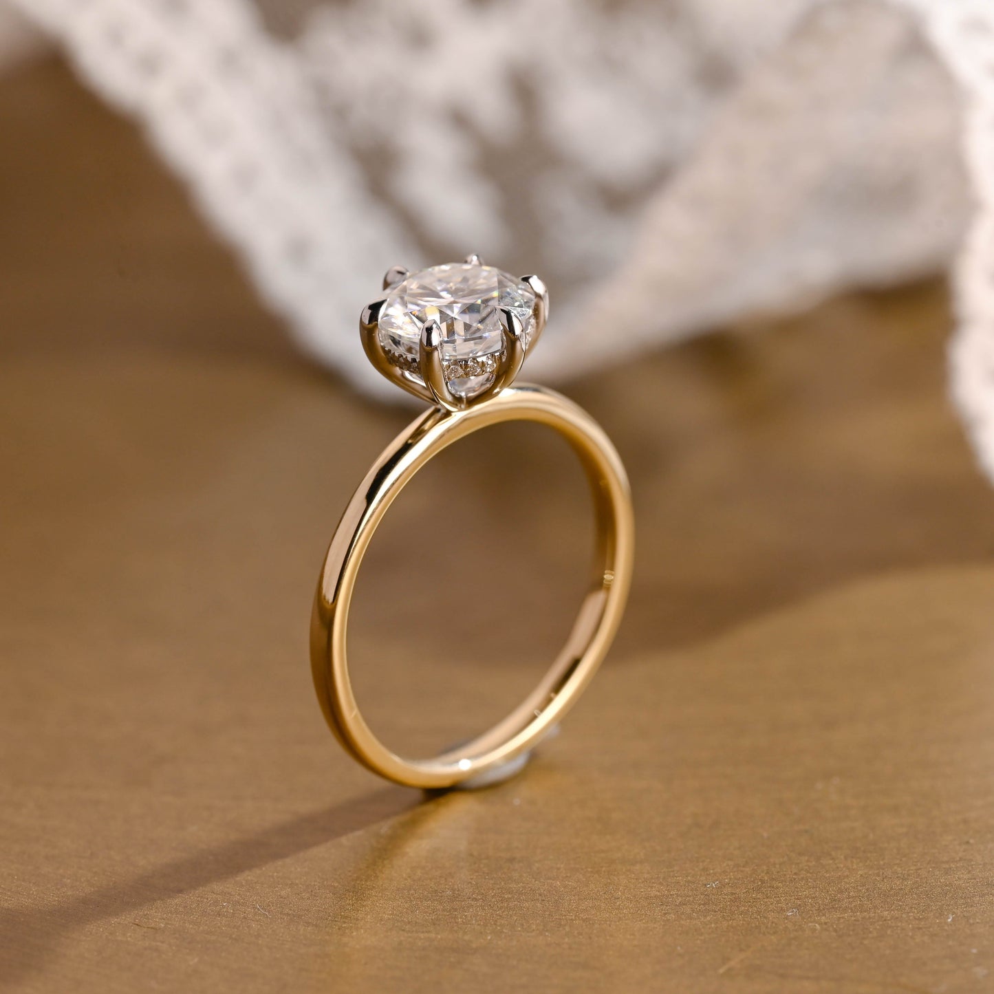 2 CT Emerald Pave Moissanite Engagement Ring